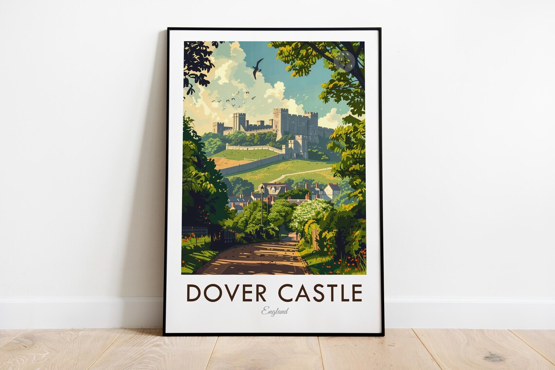 Dover Castle England Historic Fortress Vintage Travel Art Poster