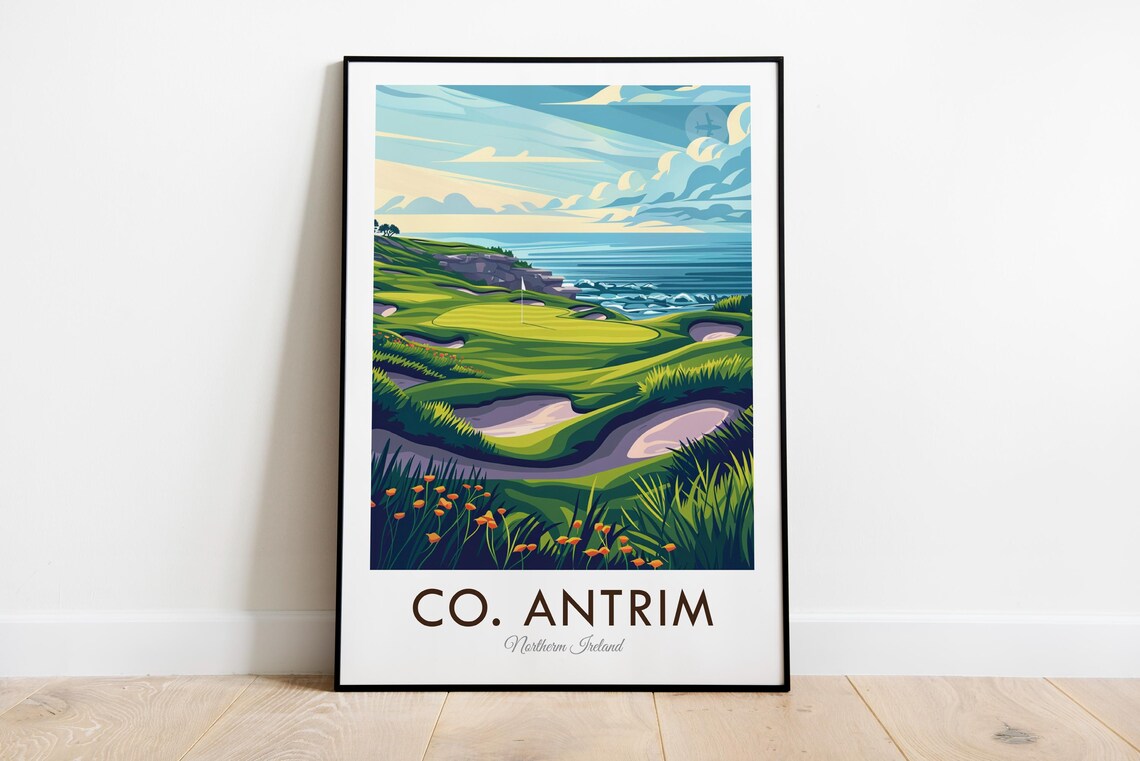 County Antrim Northern Ireland Seaside Coast Fairway Golf Poster