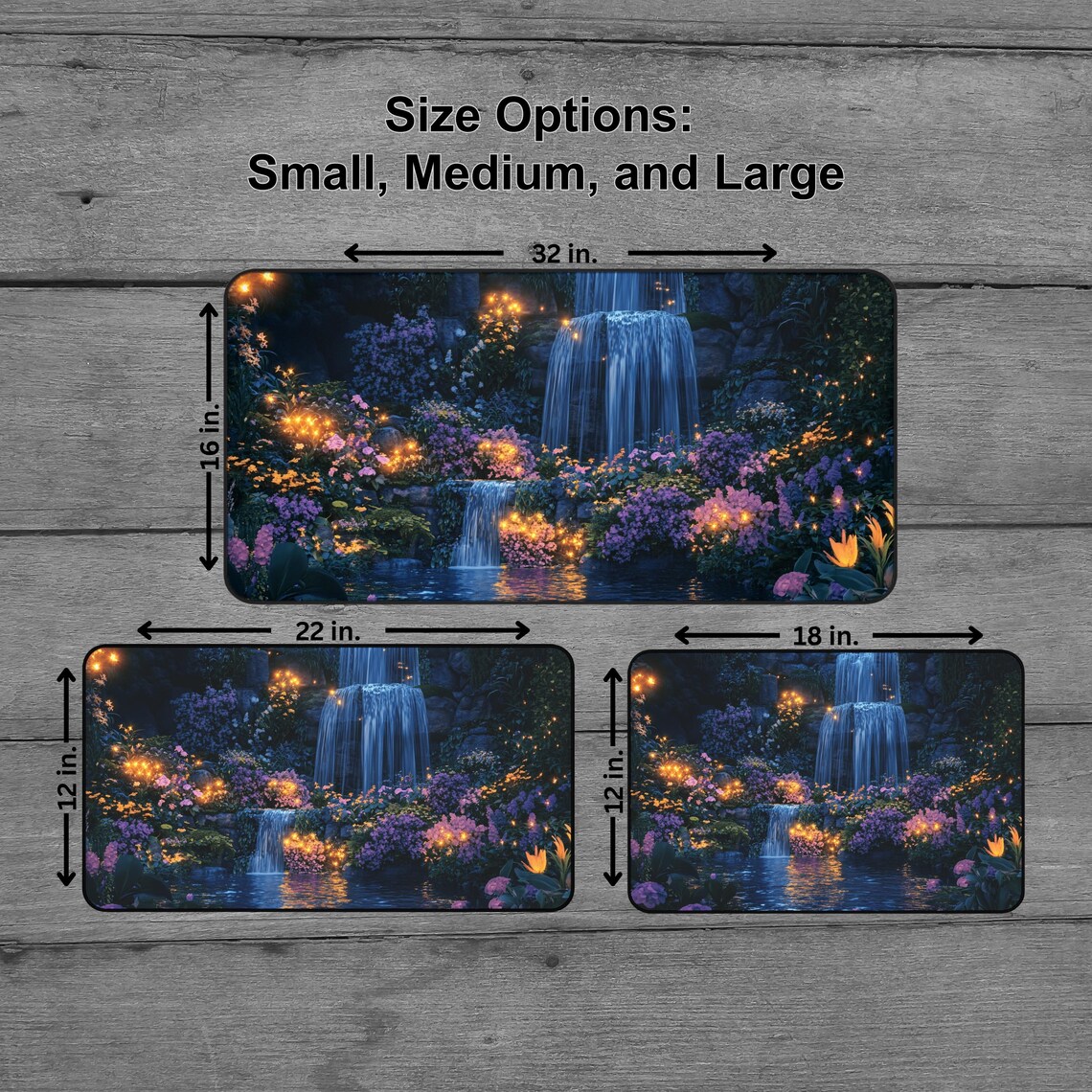 Enchanted Night Waterfall Floral Garden Fairy Lights Magical Poster - Image 5
