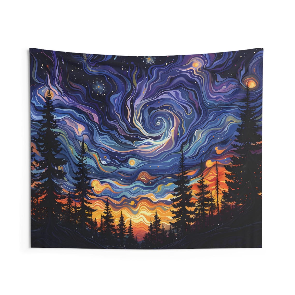 Aurora Dreamscape Celestial Wall Tapestry Boho Fabric Hanging For Bedroom Dorm Or Living Room