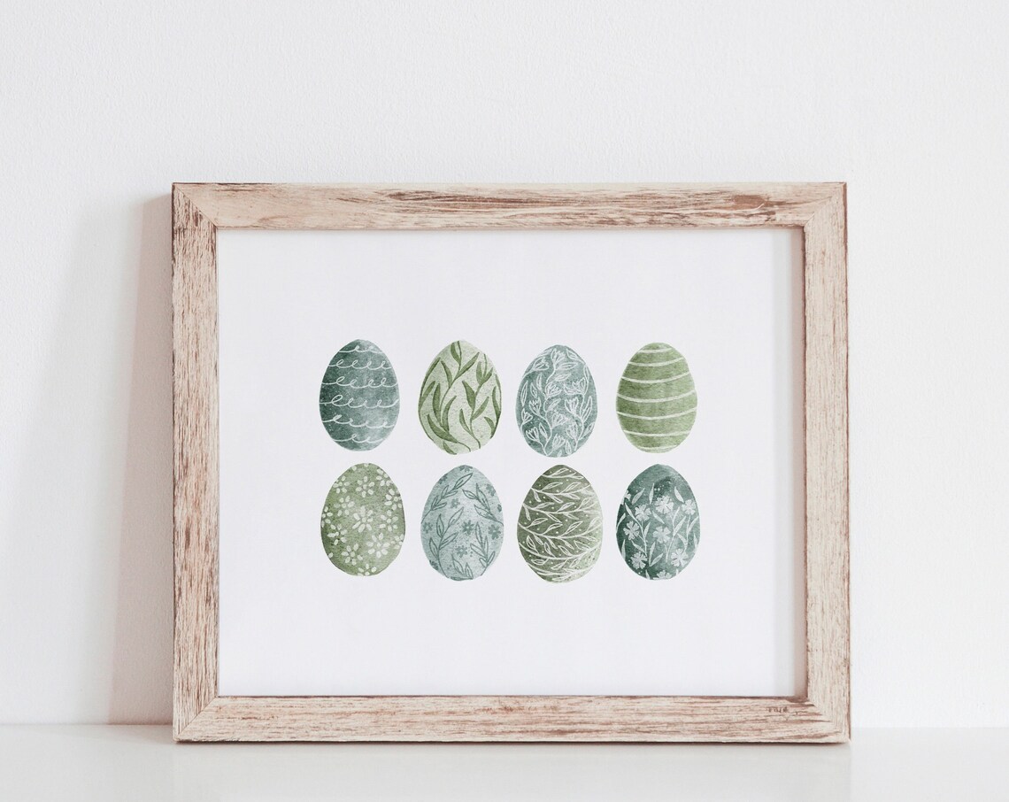 Easter Eggs Watercolour Painting, Spring Art Print
