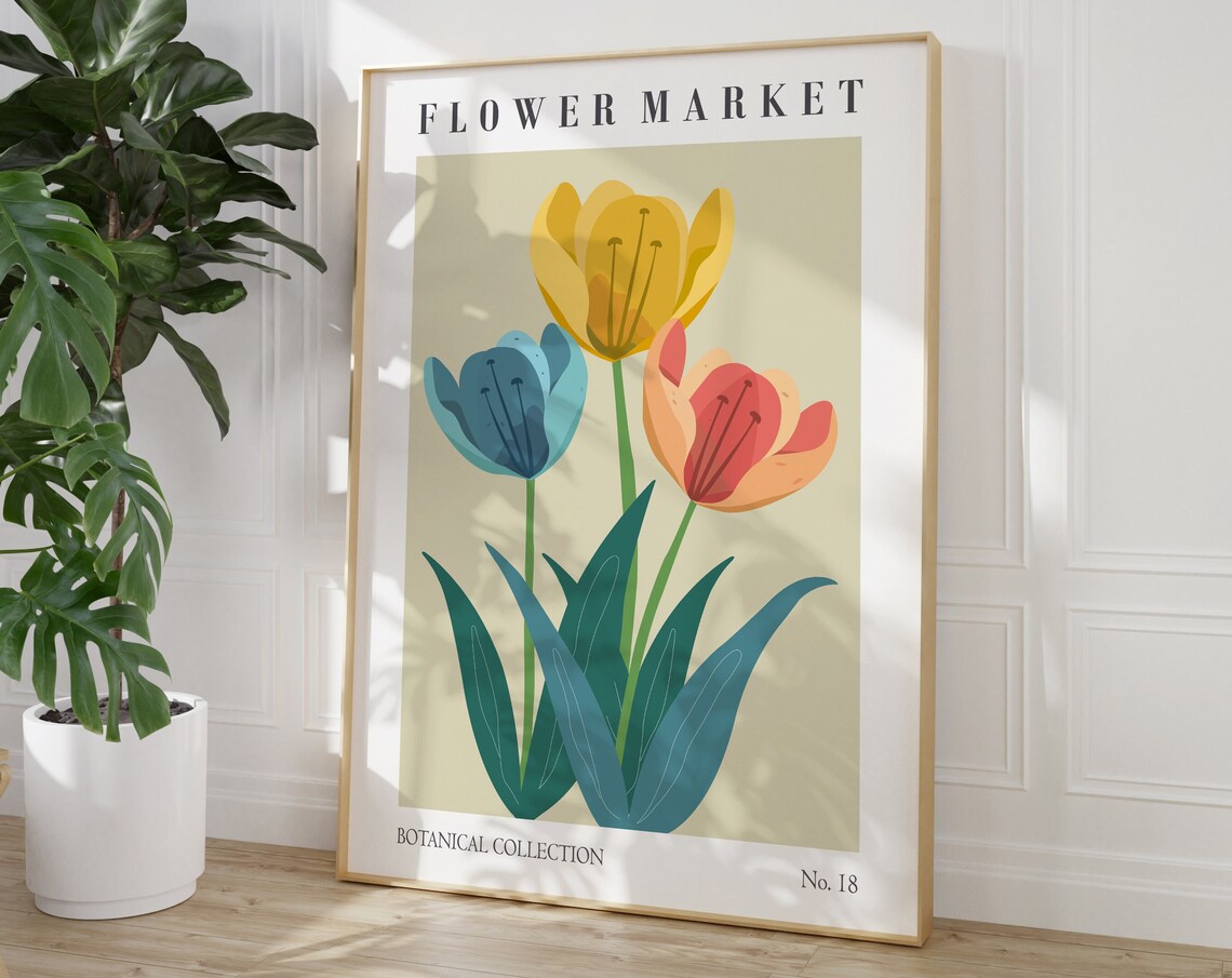 Flower Market Colorful Tulips Botanical Collection No 18 Poster