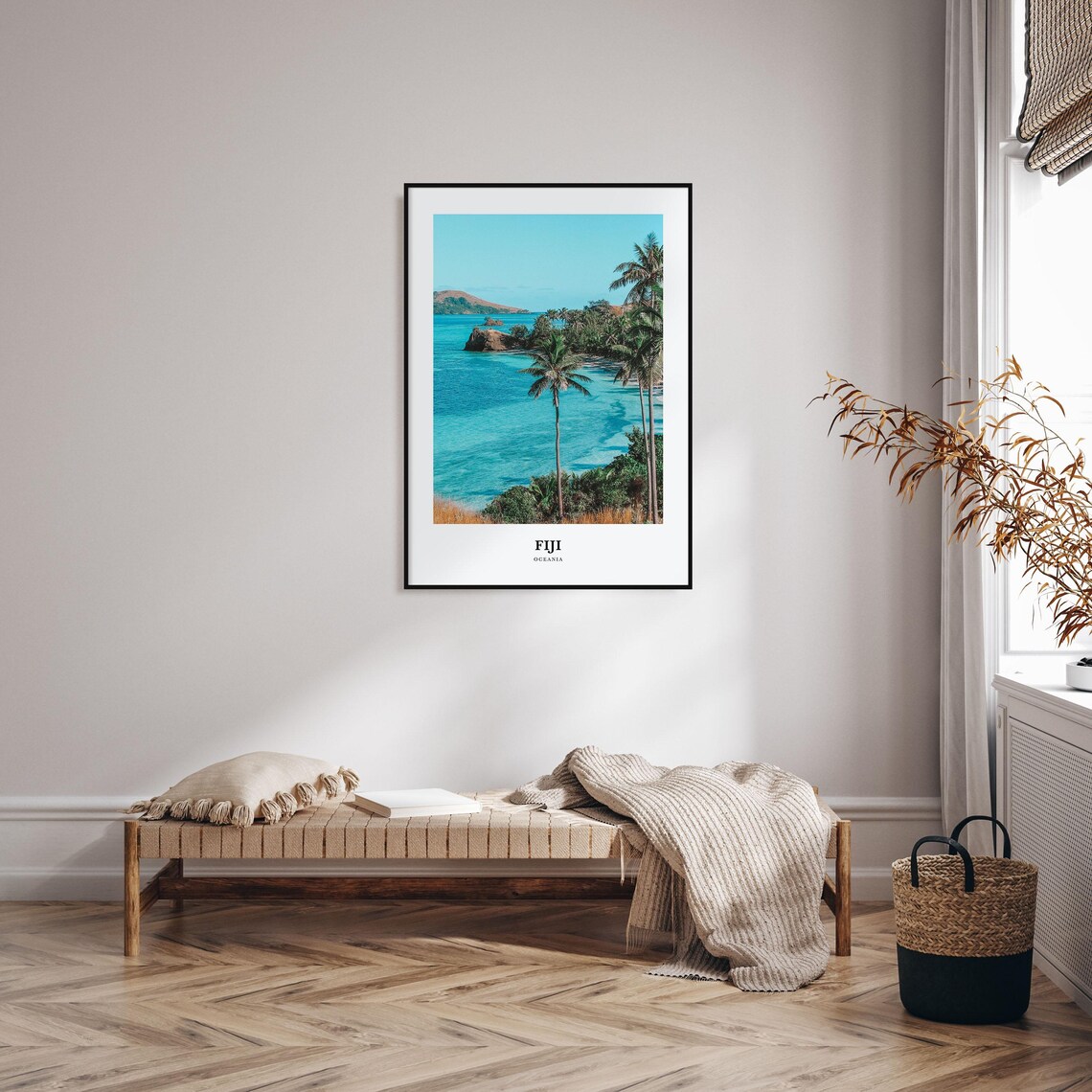 Fiji Tropical Palm Cove Turquoise Lagoon Beach Travel Poster - Image 4