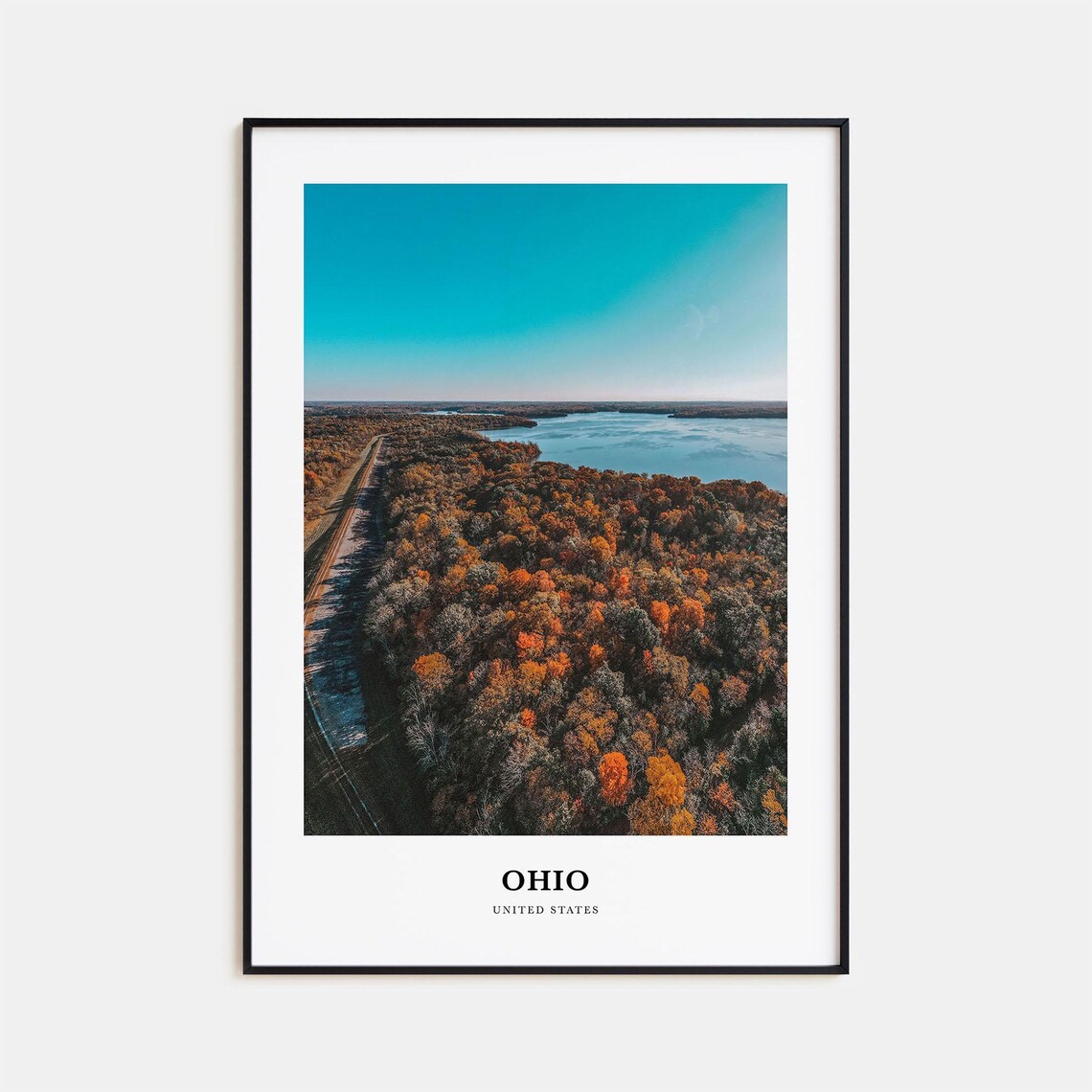 Ohio United States Autumn Aerial Forest Lake Photo Travel Poster