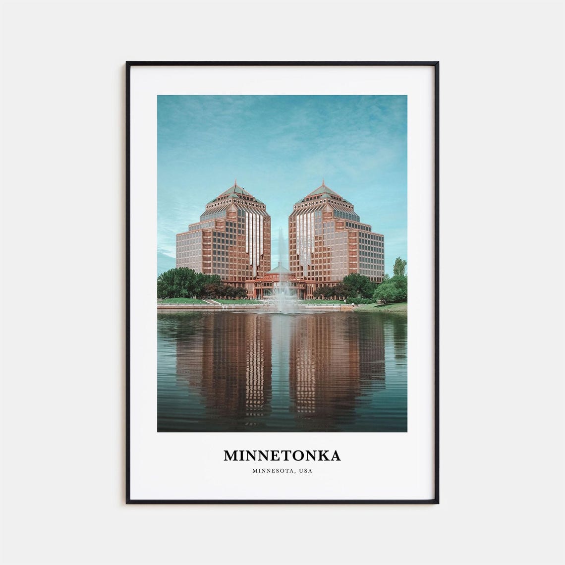 Minnetonka Minnesota Twin Towers Lake Reflection Travel Poster