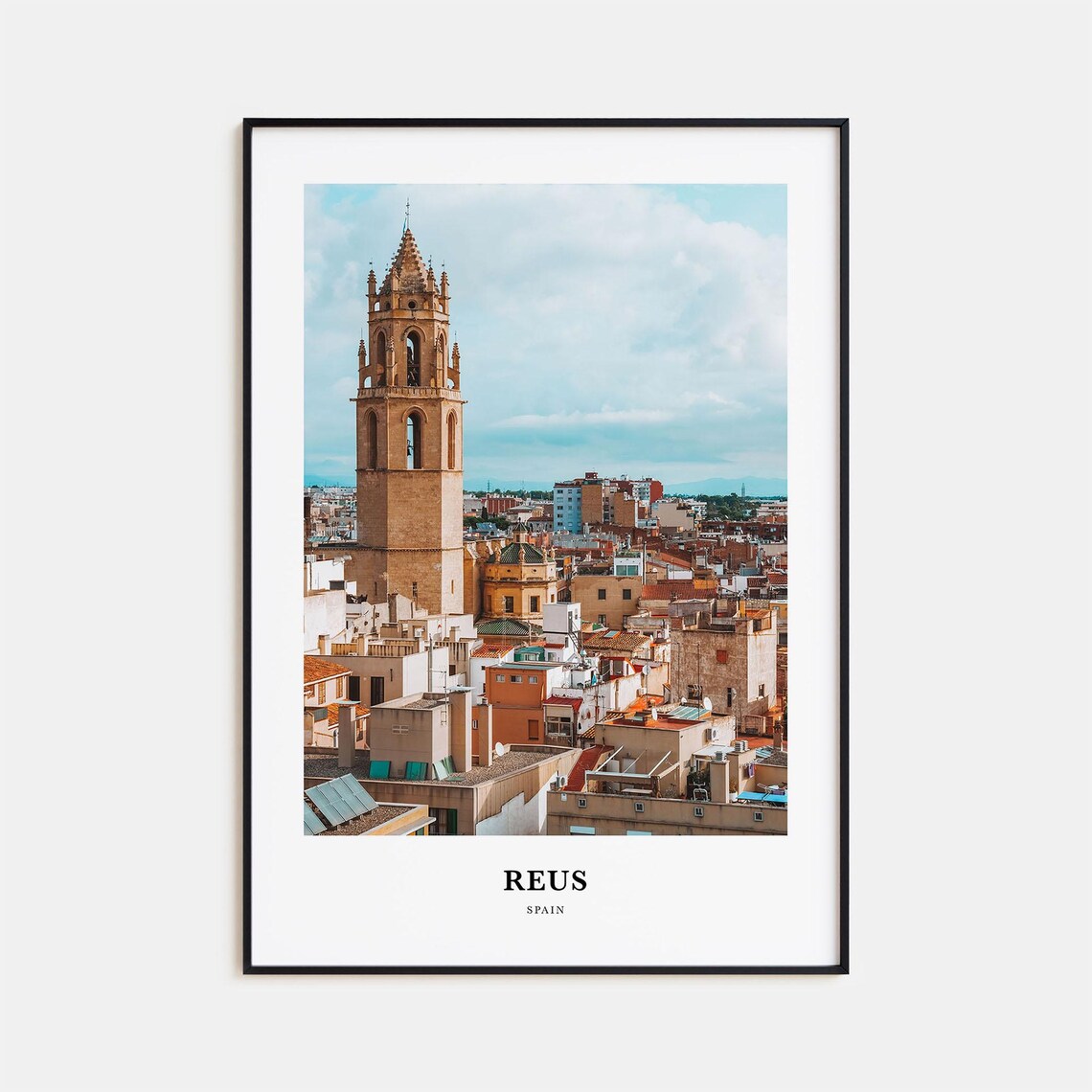 Reus Spain Old Town Rooftops Bell Tower Historic Center Travel Poster
