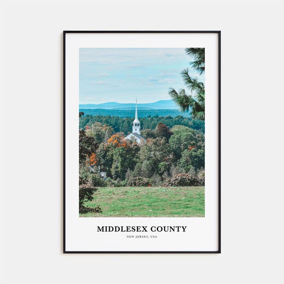 Middlesex County Print Middlesex County Photo Poster Middlesex County Travel Wall Art Middlesex County Map Middlesex New Jersey Usa