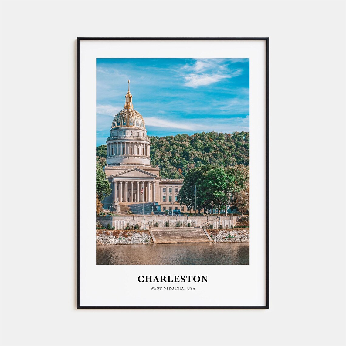 Charleston West Virginia USA Gold Domed Capitol River Photo Poster
