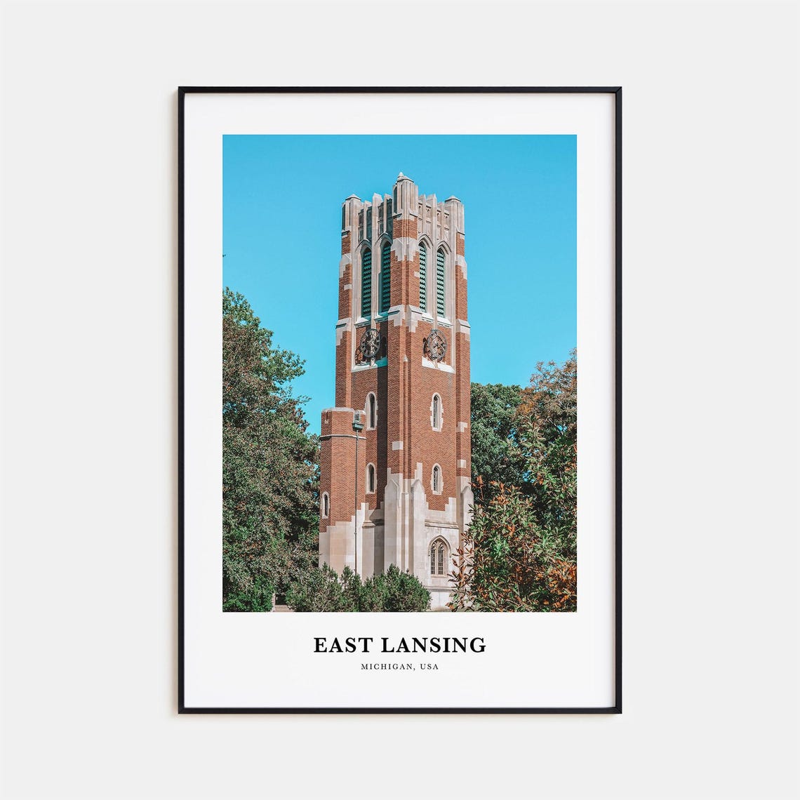 East Lansing Print East Lansing Photo Poster East Lansing Travel Wall Art East Lansing Map Print East Lansing Photography Michigan Usa