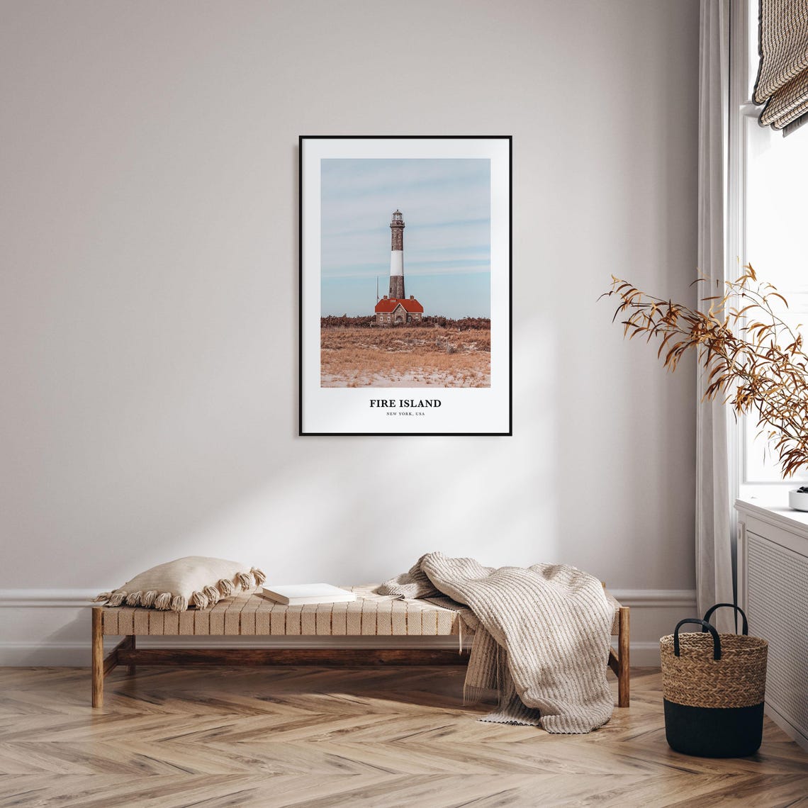Fire Island New York Lighthouse Dunes Beach Grass Travel Poster - Image 3