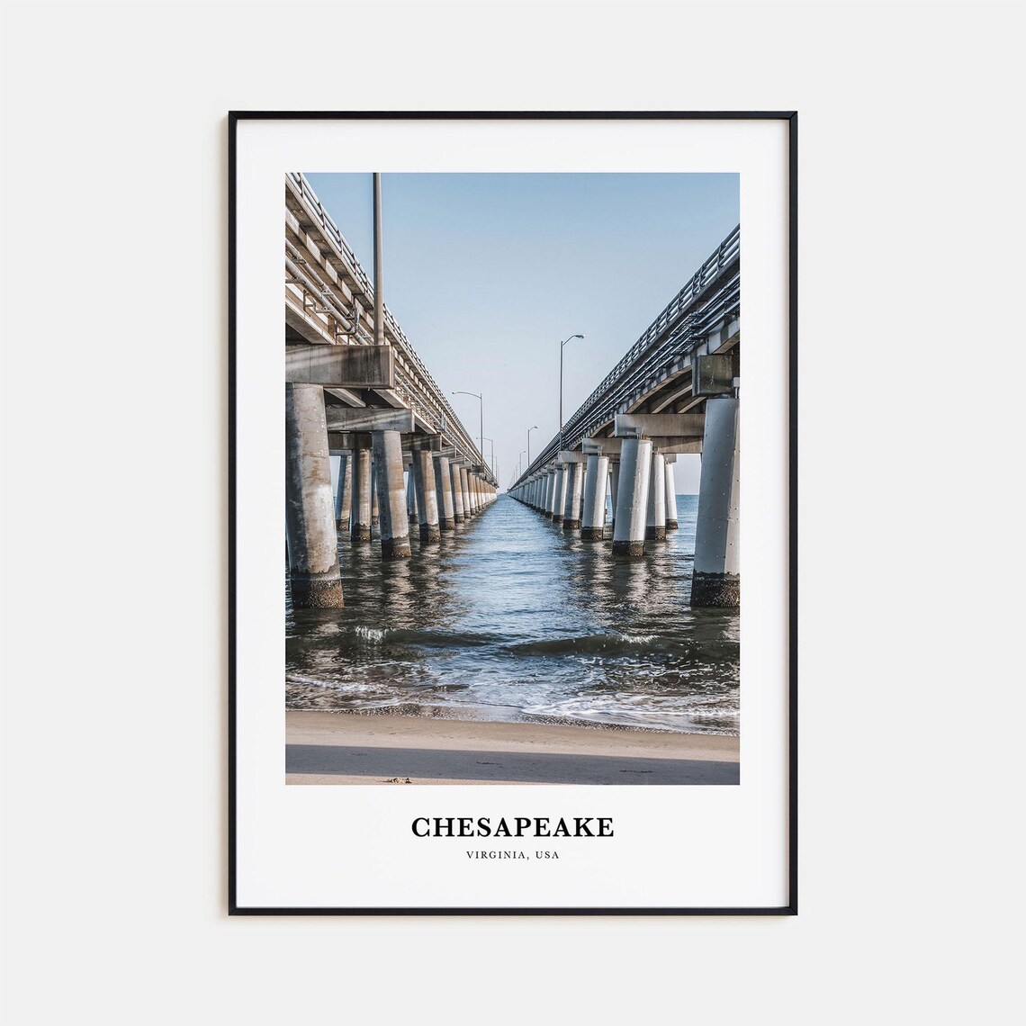 Chesapeake Virginia USA Ocean Bridge Trestle Waves Photo Poster
