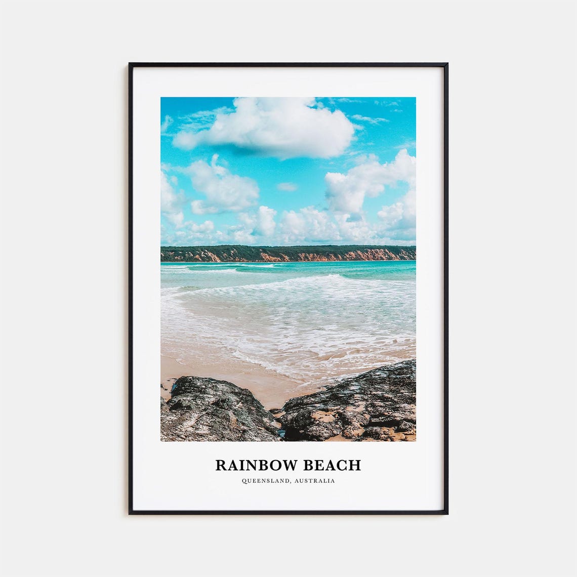 Rainbow Beach Australia Coastal Cliffs Sandy Shore Travel Poster