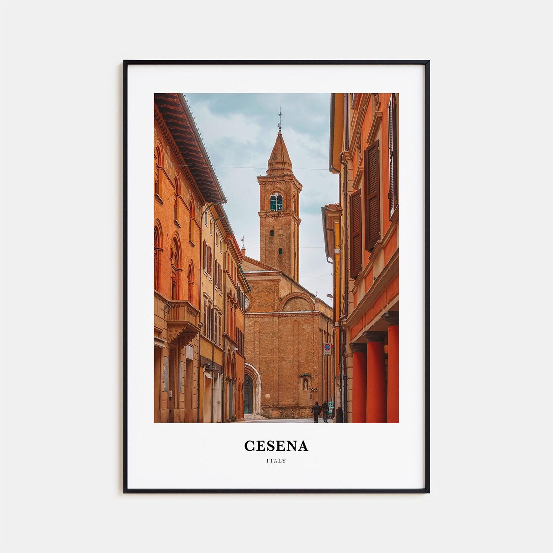 Cesena Italy Old Town Street Brick Church Tower Photo Poster