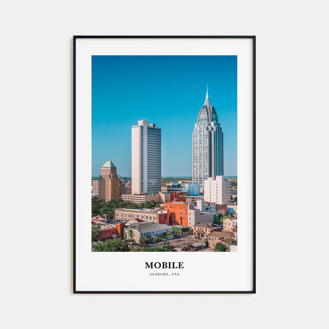 Mobile Alabama Downtown Skyline RSA Tower Bright Gulf Coast Poster