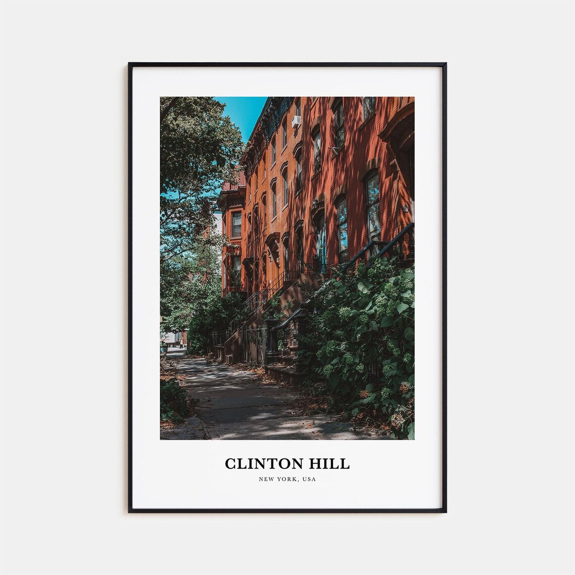 Clinton Hill New York Brownstone Row Houses Tree Lined Street Poster