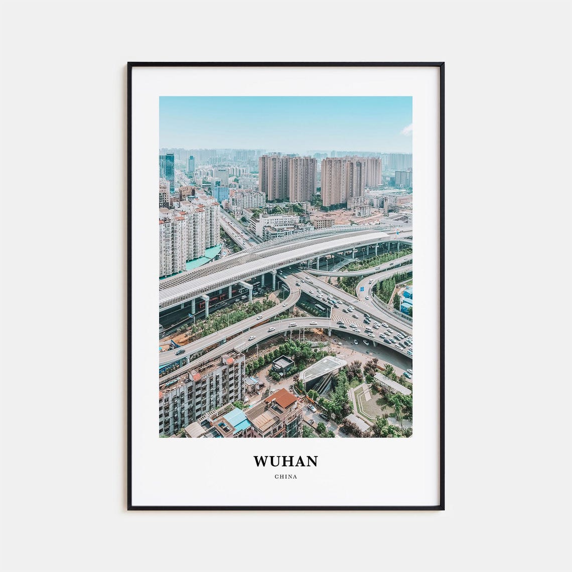 Wuhan China Aerial Highway Interchange Cityscape Travel Poster