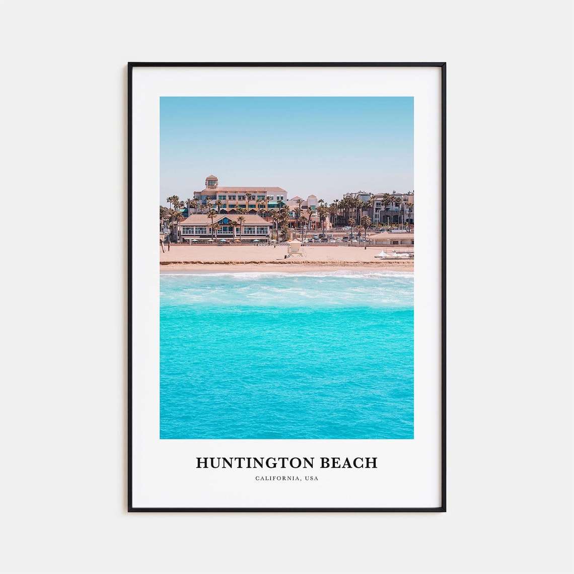Huntington Beach California Pier Turquoise Ocean Travel Poster