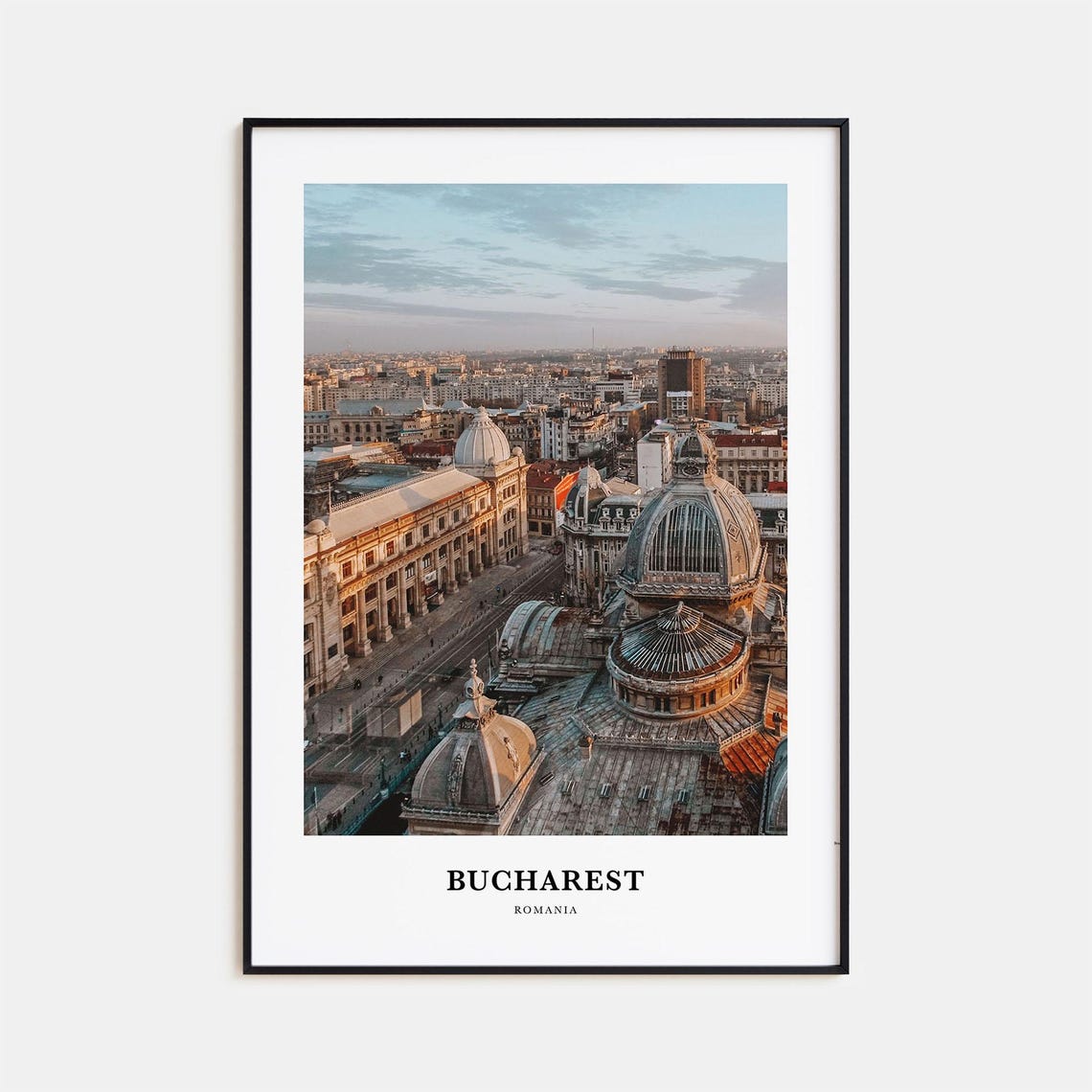 Bucharest Romania Historic Domes Rooftops Skyline Photo Poster