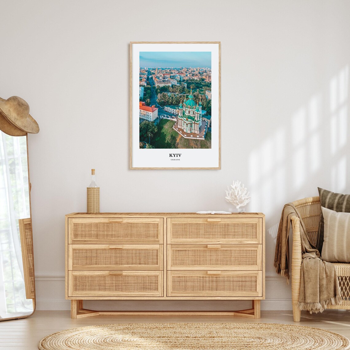 Kyiv Ukraine Turquoise Domed Church Aerial City View Travel Poster - Image 2