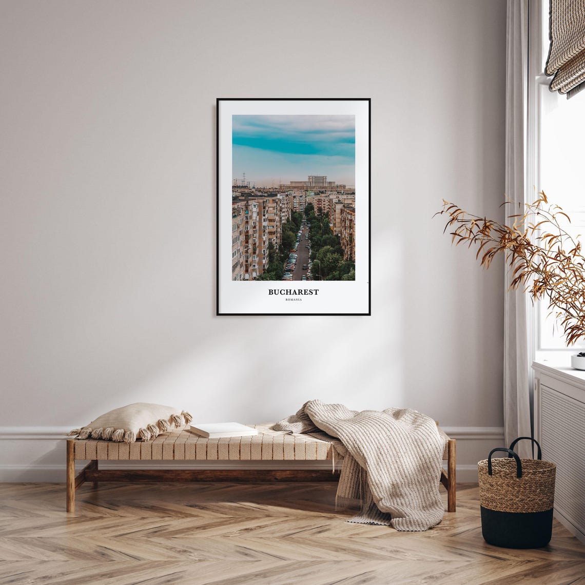 Bucharest Romania Apartment Blocks Tree Lined Avenue City Poster - Image 3