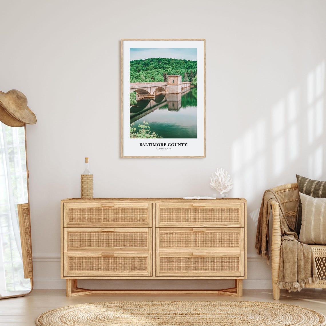 Baltimore County Maryland Stone Dam Reservoir Forest Scene Poster - Image 2