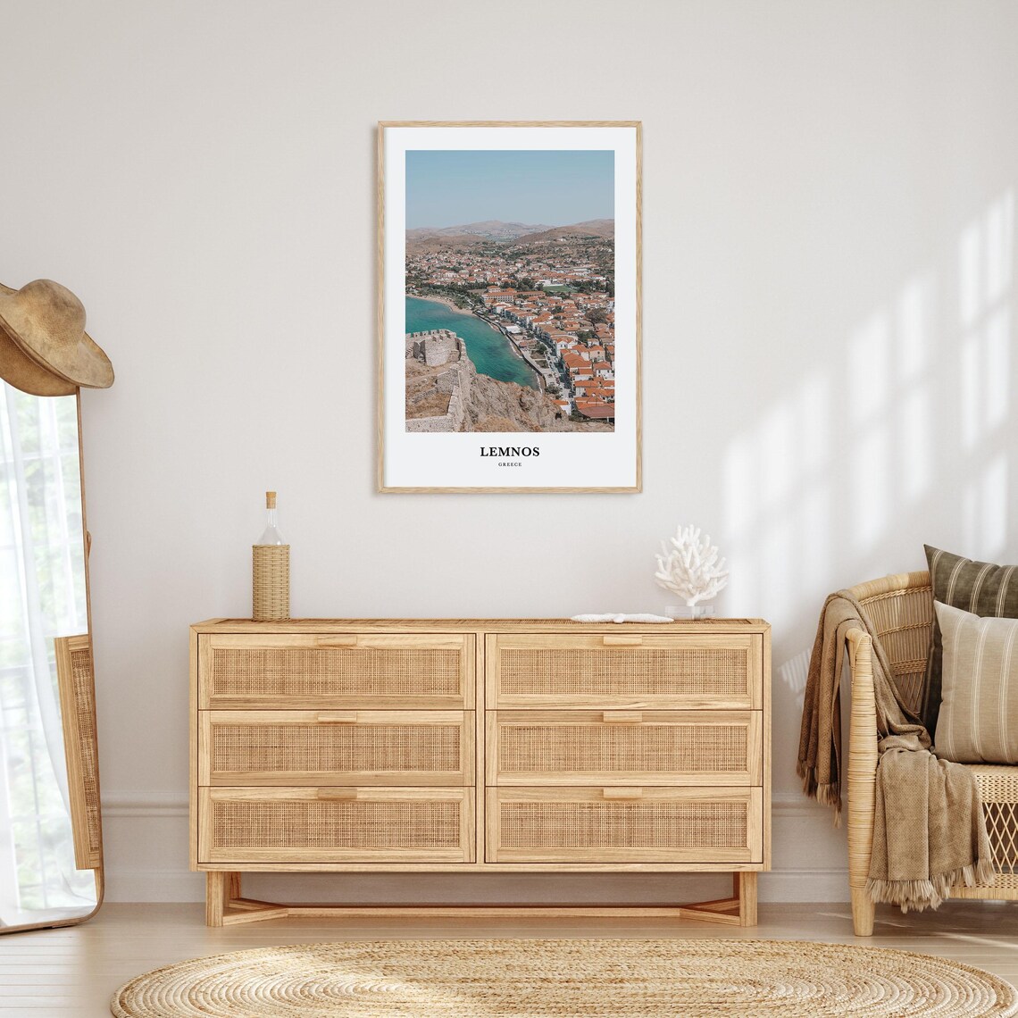 Lemnos Greece Coastal Castle Town Turquoise Bay Travel Poster - Image 2