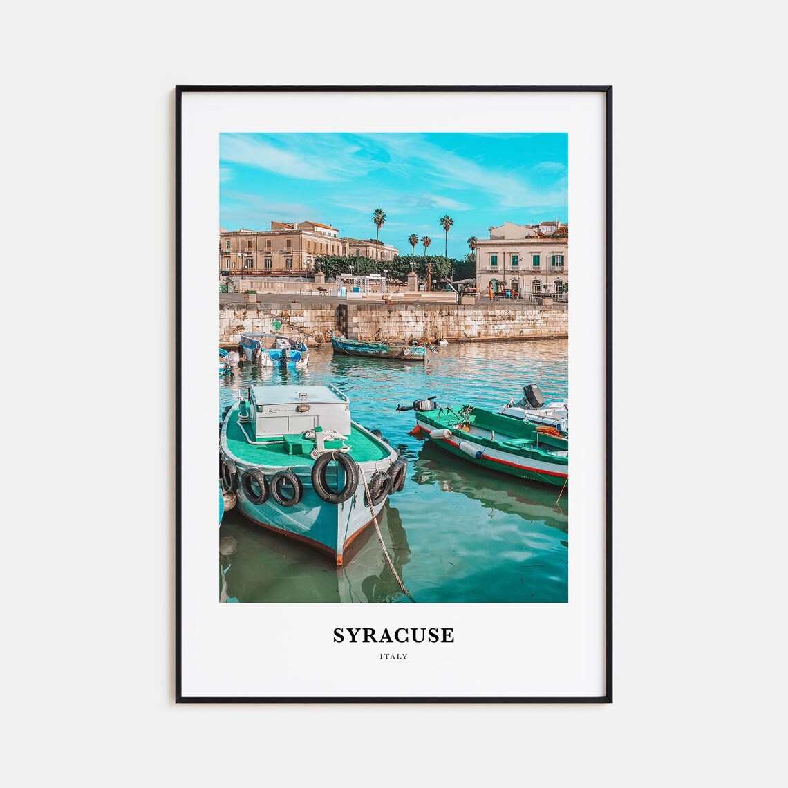 Syracuse Italy Travel Poster, Map Wall Art