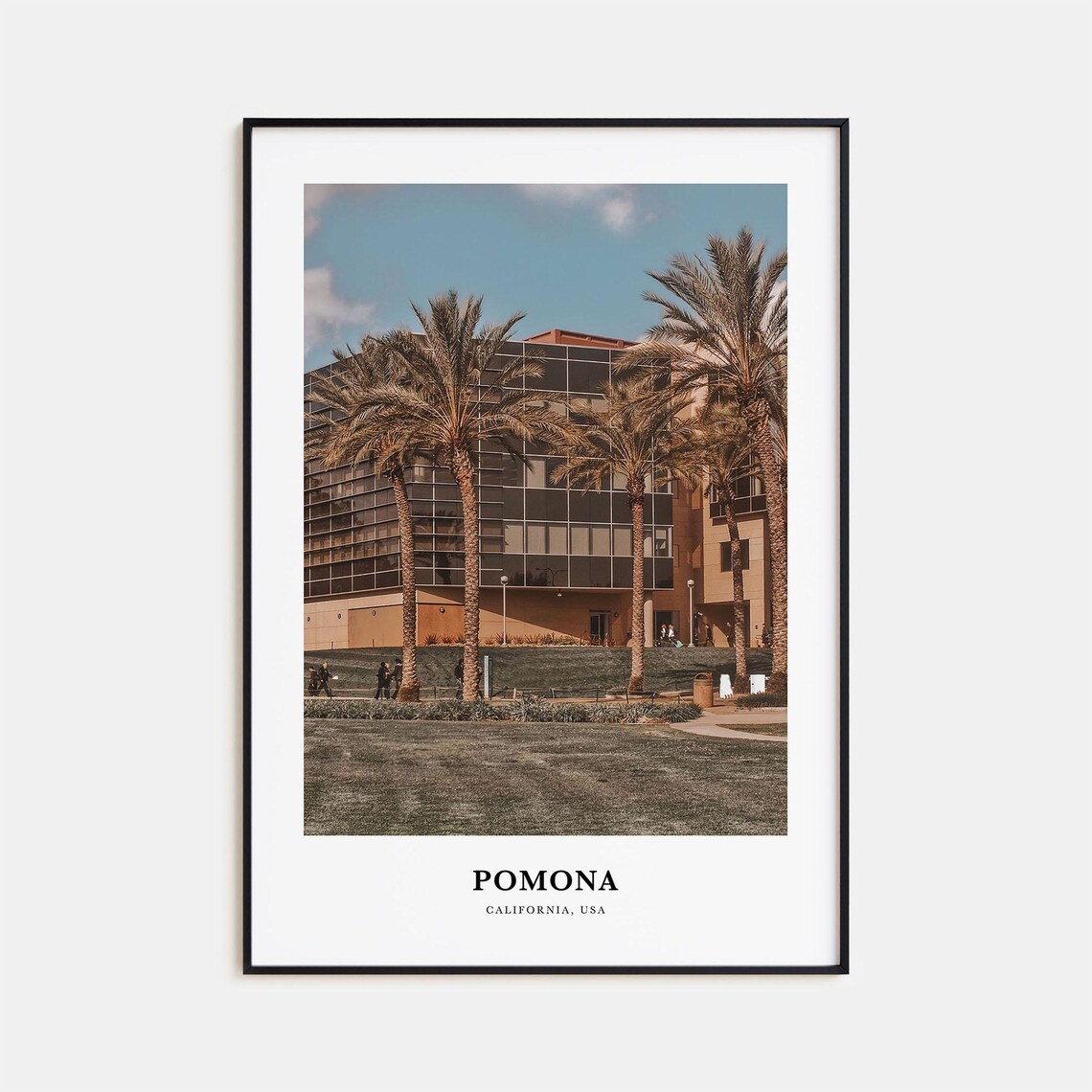 Pomona California Palm Trees Glass Building Plaza Sunny Photo Poster