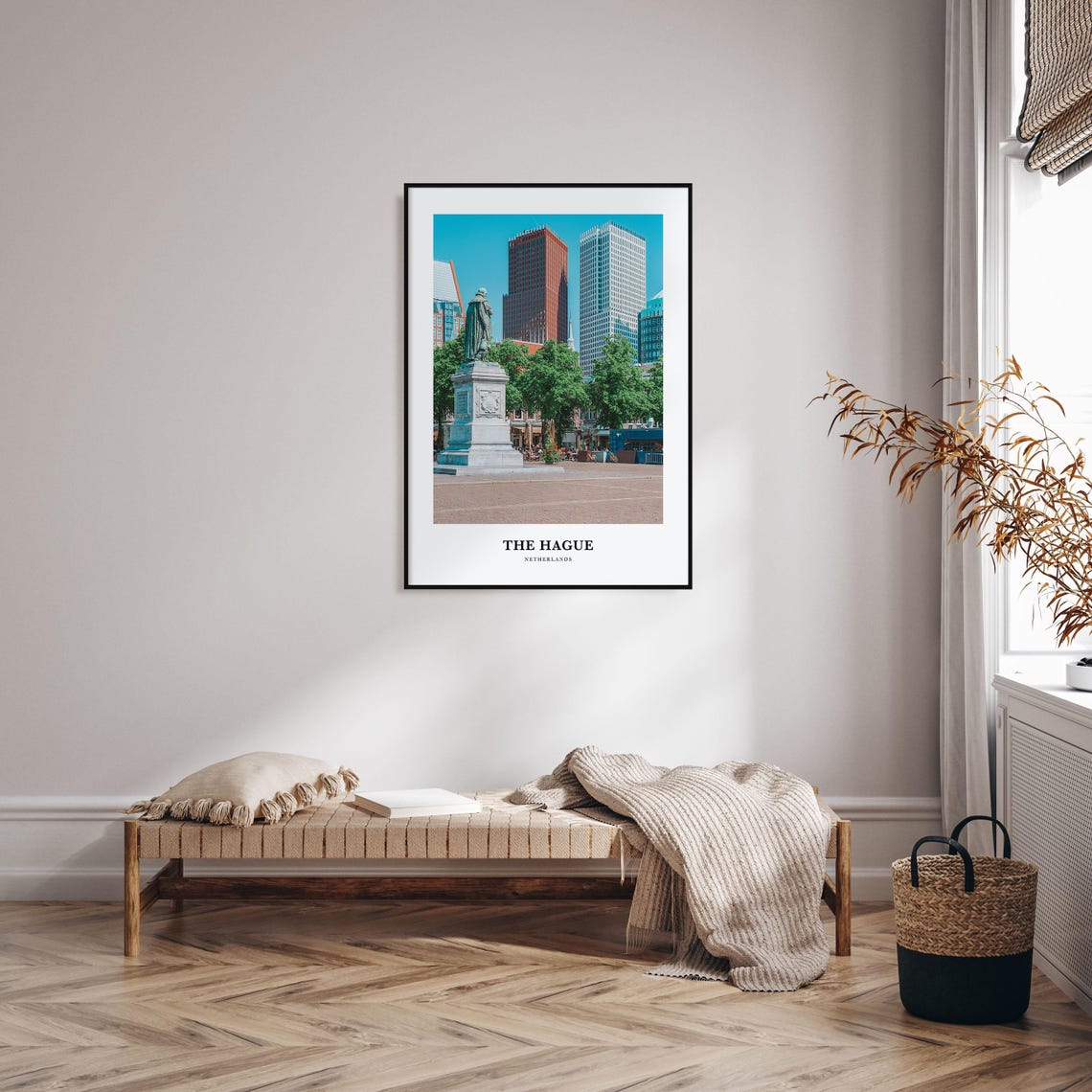 The Hague Netherlands Plein Square Statue City Skyline Travel Poster - Image 3