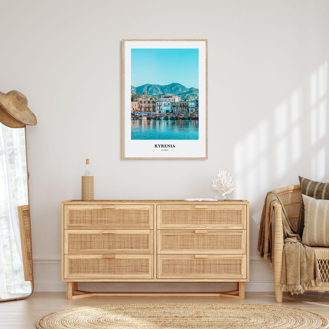 Kyrenia Cyprus Harbor Boats Mountain Coast Travel Photo Poster - Image 2