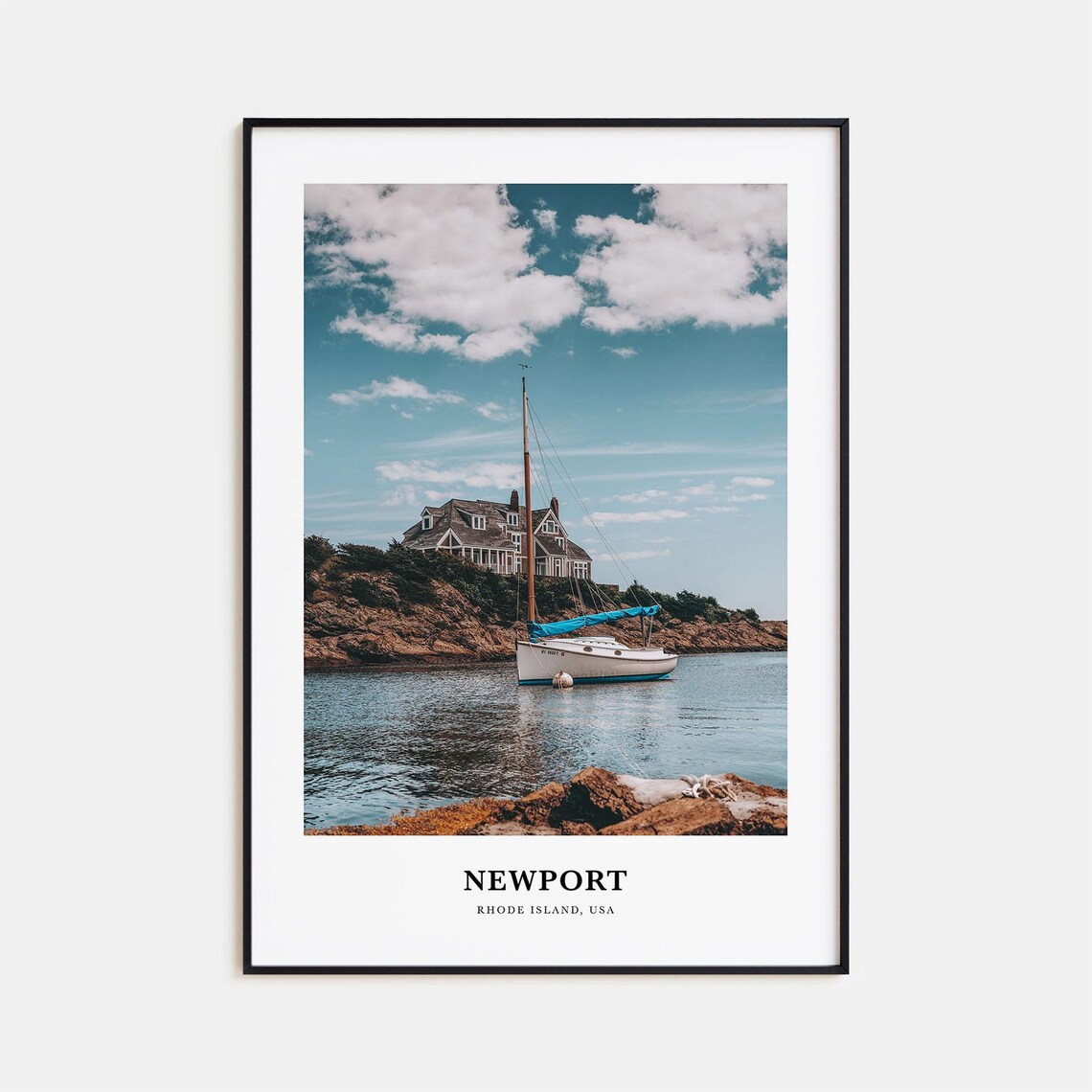 Newport Rhode Island Sailboat Harbor Grand House Photography Poster