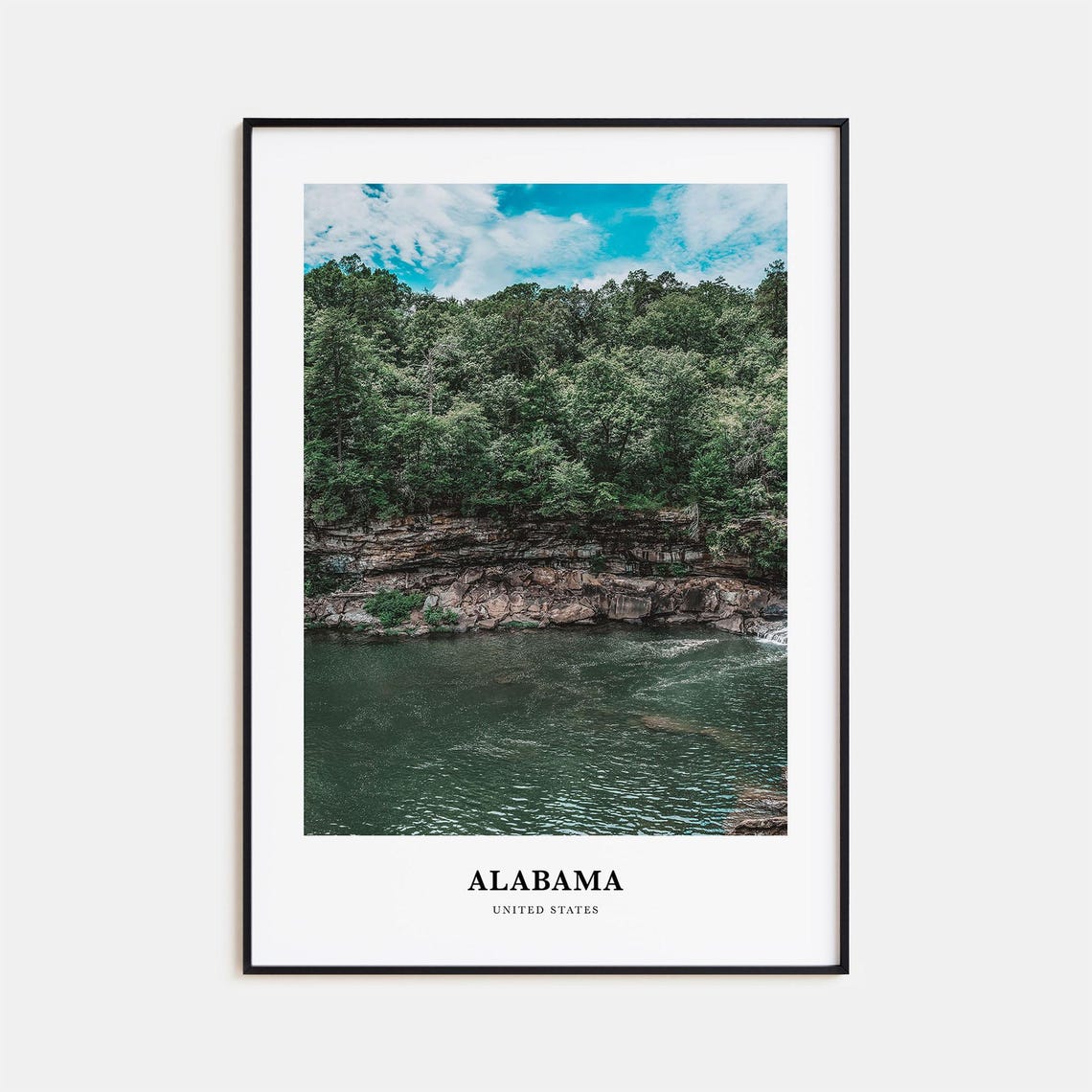 Alabama Green River Forest Rocky Bluff Serene Photography Poster