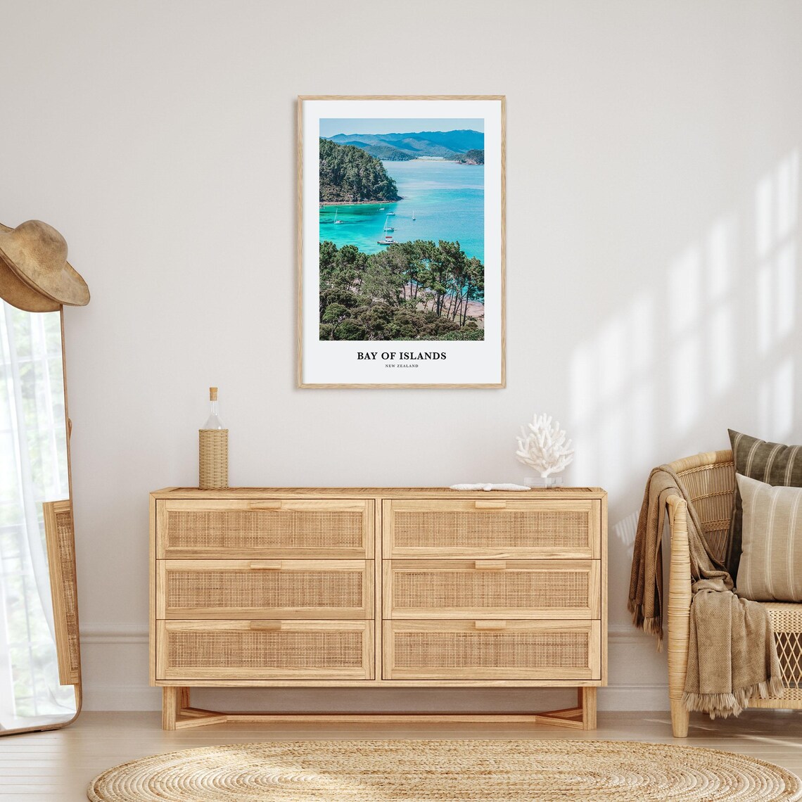 Bay of Islands New Zealand Turquoise Bay Sailboats Scenic Poster - Image 2