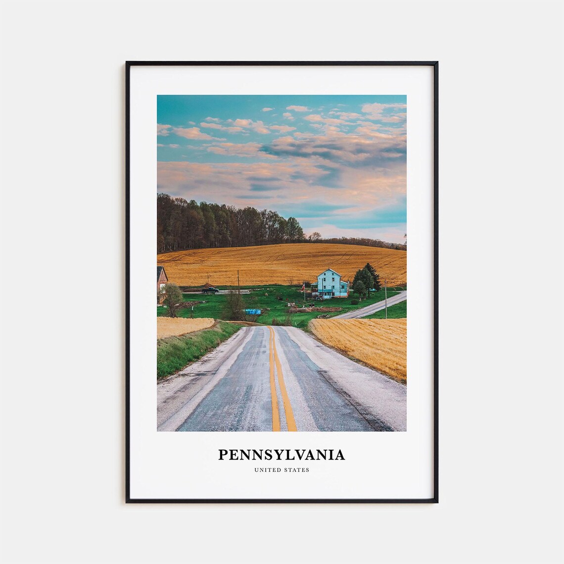Pennsylvania Travel Poster, United States Map Print