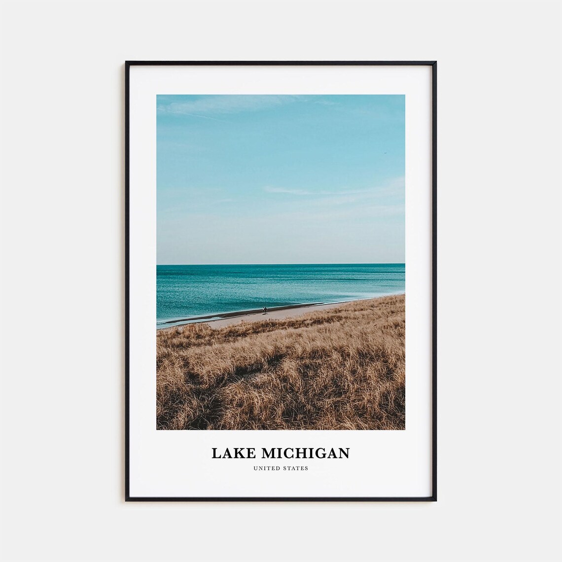 Lake Michigan Golden Dunes Calm Turquoise Shoreline Travel Poster