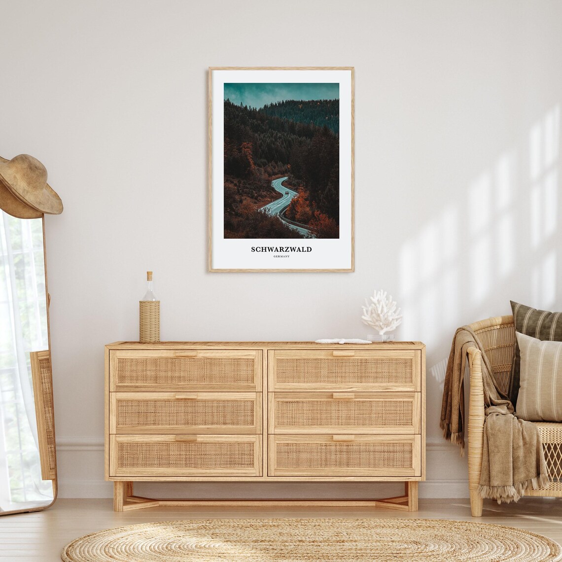 Schwarzwald Germany Winding Forest Road Moody Autumn Pines Poster - Image 2