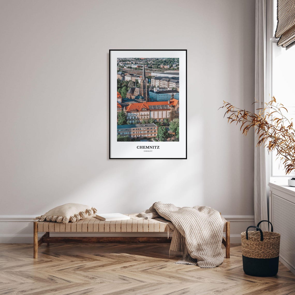 Chemnitz Germany Aerial Cityscape Church Spire Rooftops Photo Poster - Image 3