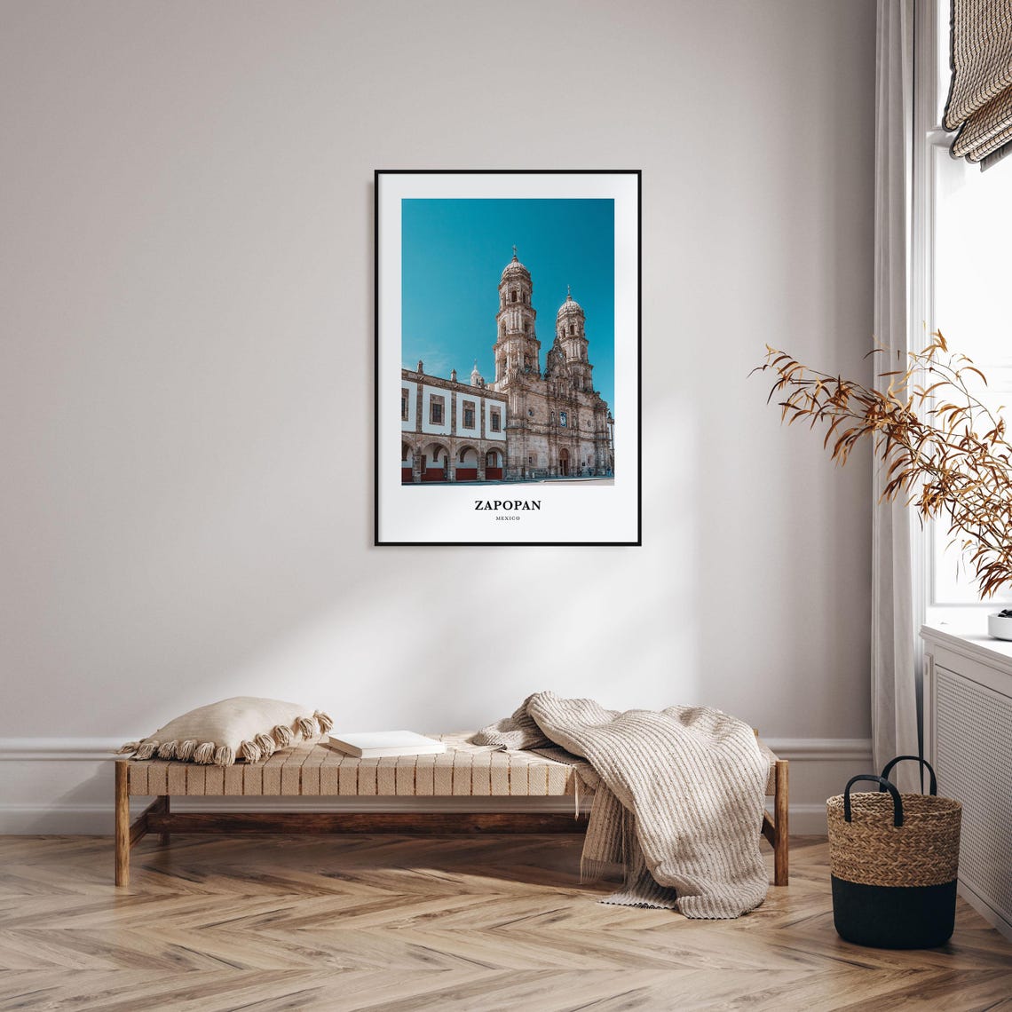 Zapopan Mexico Colonial Basilica Twin Towers Plaza Travel Poster - Image 3