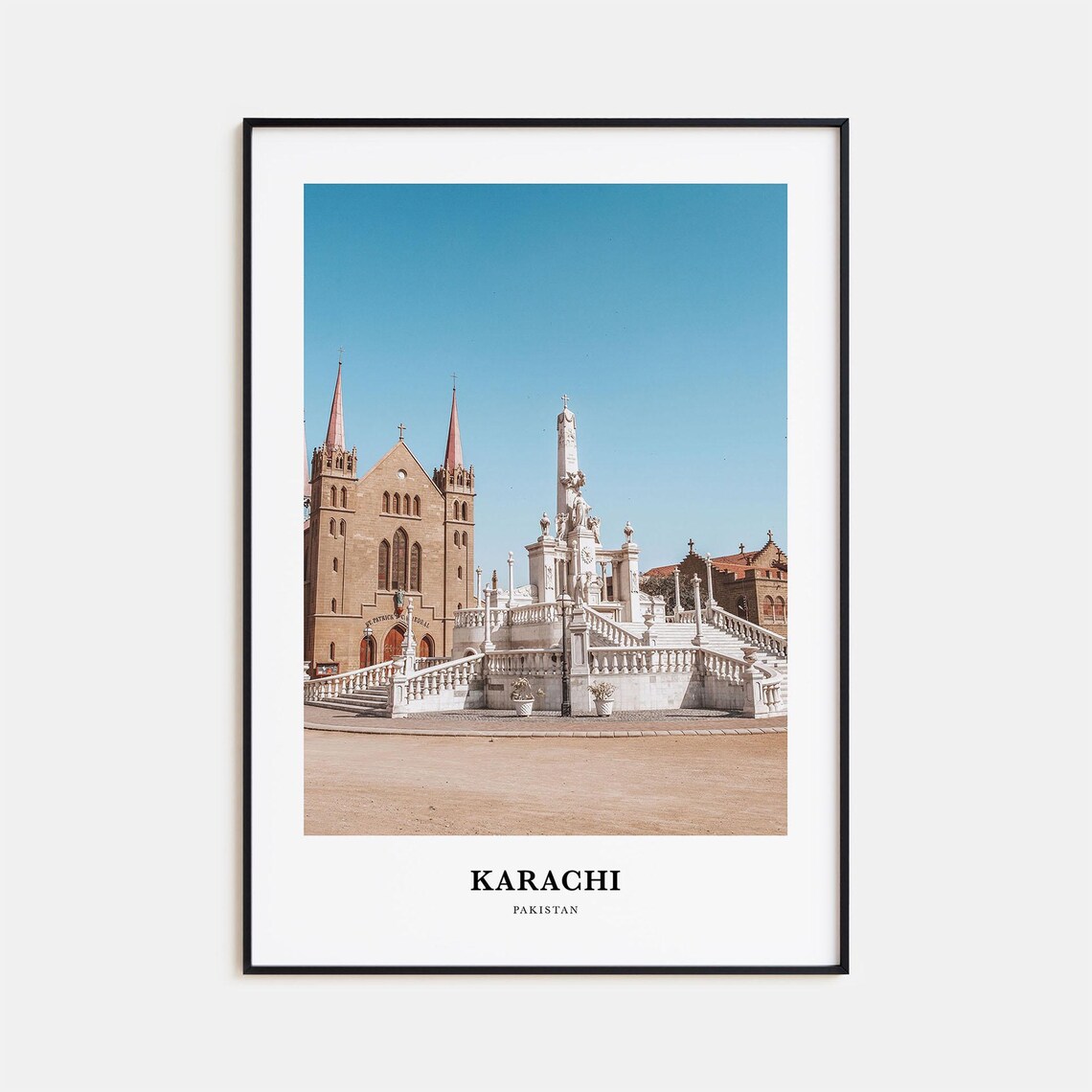Karachi Pakistan Twin Spire Cathedral White Monument Travel Poster