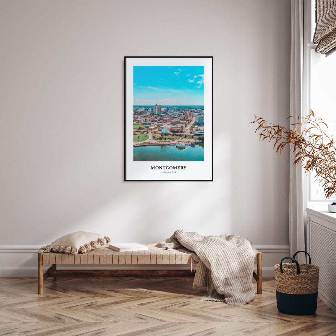 Montgomery Alabama Aerial Riverfront Downtown City View Poster - Image 3