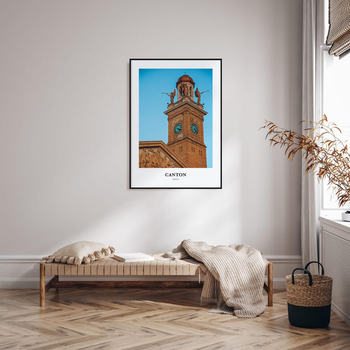 Canton China Historic Clock Tower Angel Statues Photo Poster - Image 3