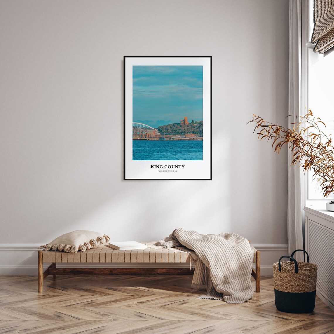 King County Washington Waterfront Stadium City Skyline Travel Poster - Image 3