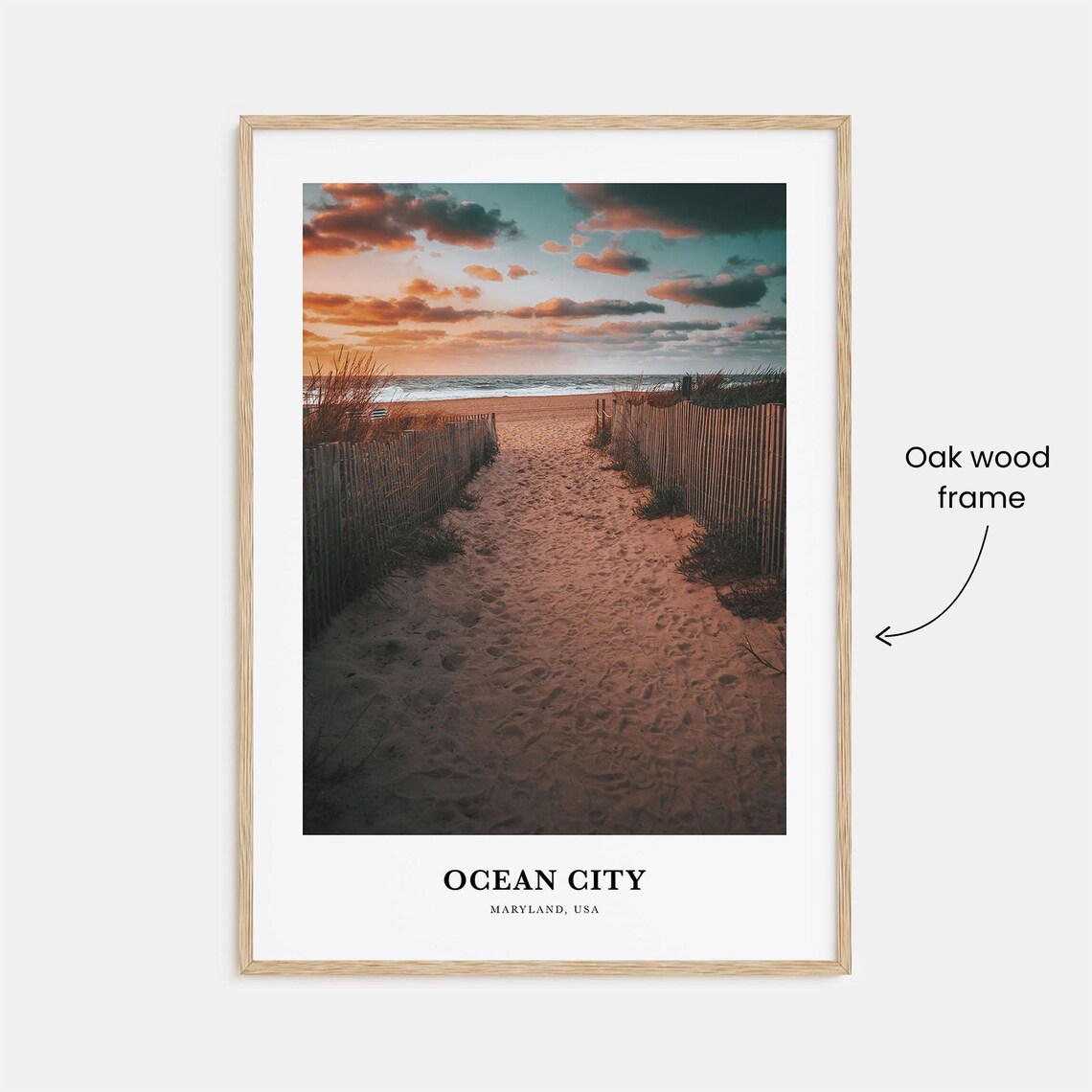 Ocean City Maryland Beach Dune Path Sunset Evening Travel Poster - Image 3