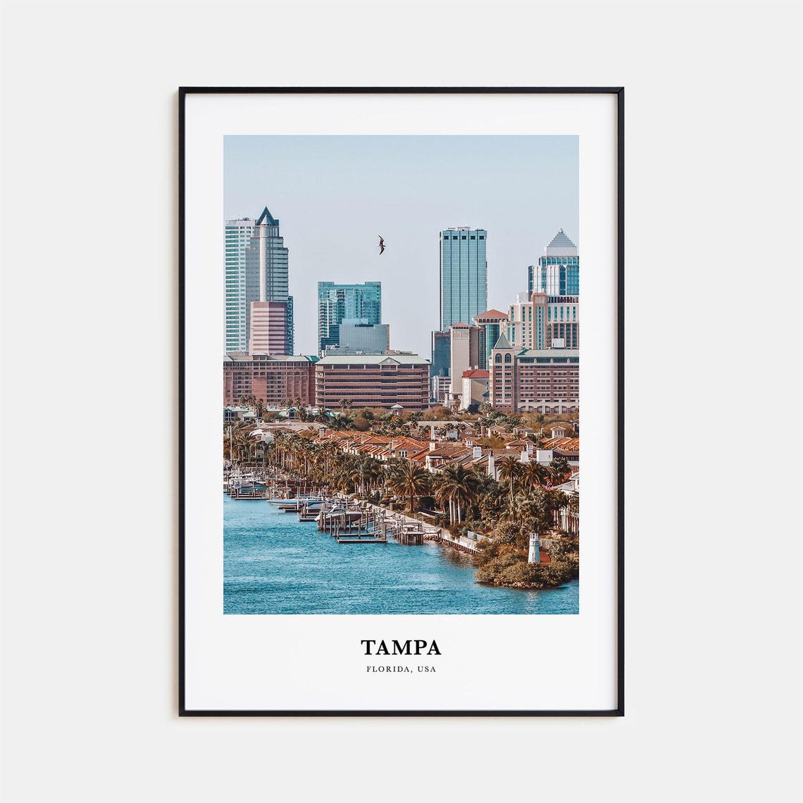 Tampa Florida USA Waterfront Marina Skyline Downtown Travel Poster