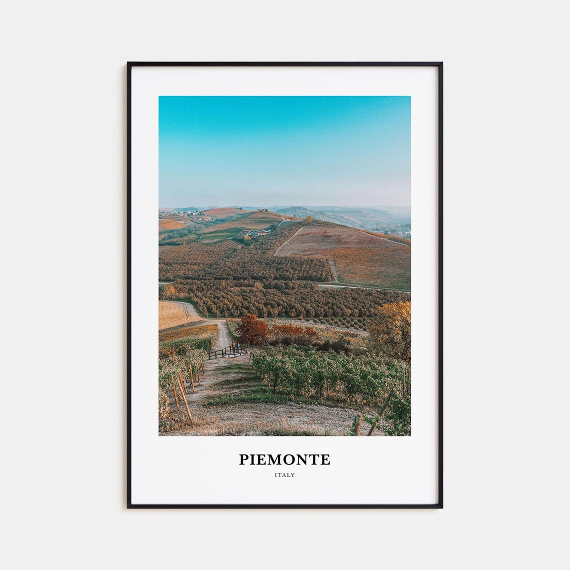 Piemonte Italy Rolling Vineyard Hills Golden Hour Scenic Poster