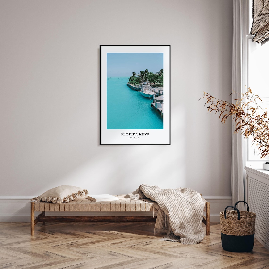 Florida Keys Turquoise Marina Boat Dock Coastal Travel Photo Poster - Image 3