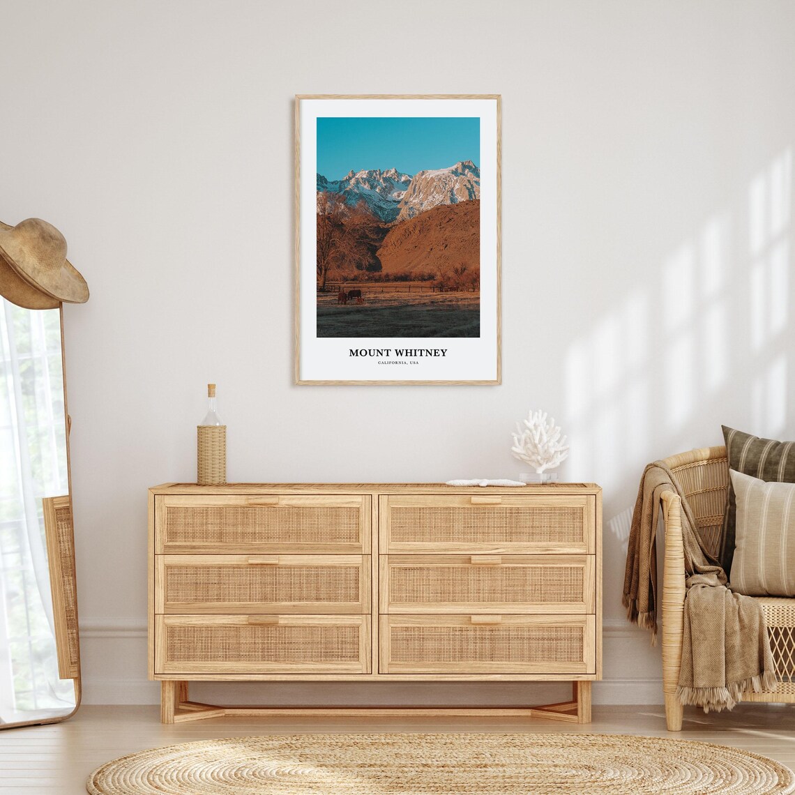 Mount Whitney California Snowy Peaks Ranch Sunset Travel Poster - Image 2