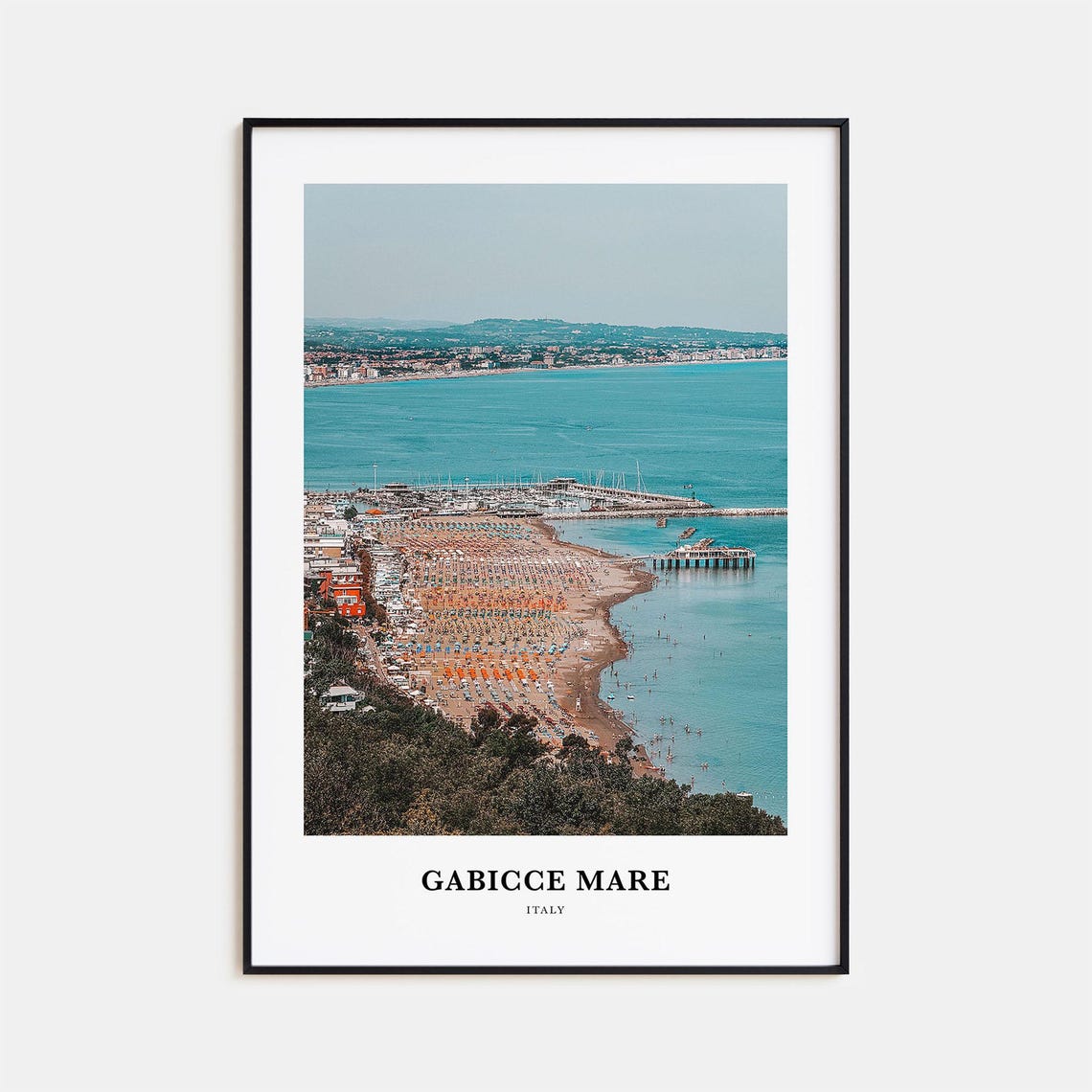 Gabicce Mare Italy Adriatic Beach Parasols Aerial Coast Travel Poster
