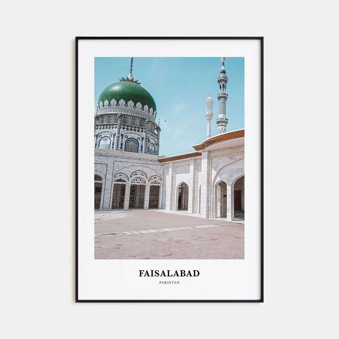 Faisalabad Pakistan Green Dome Shrine Marble Courtyard Travel Poster
