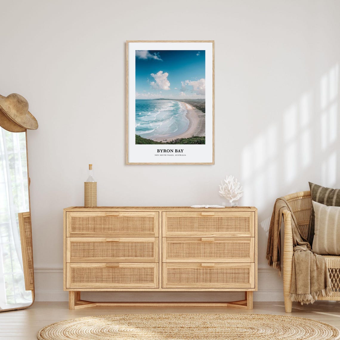 Byron Bay Australia Aerial Beach Curve Surf Waves Photo Poster - Image 2